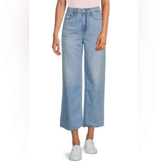 rag & bone Lori Mid-Rise Crop Jeans Wide Leg Light Wash Denim Casual - Picture 3 of 13
